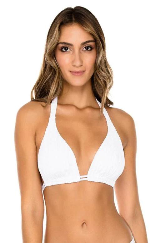 Luli Fama Orillas Del Mar Ribbed Double Strap Sliding Halter Bikini Top